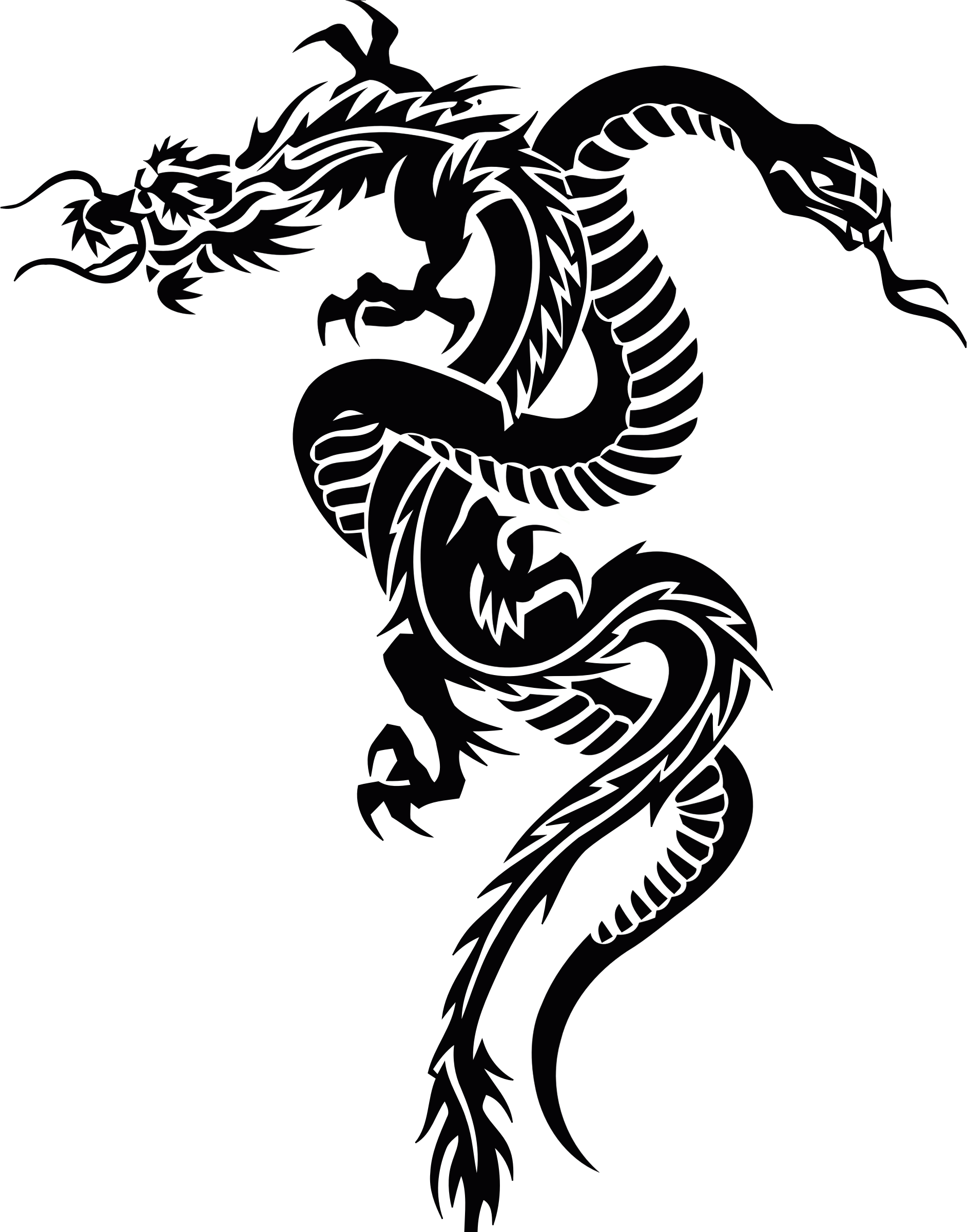 Tribal Snake Cliparts - Dragon Snake Tribal Tattoo - Free Transparent PNG Clipart Images Download. - Transparent PNG Free Download