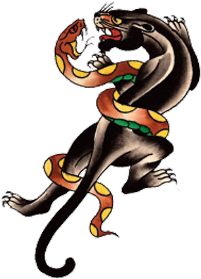 Panther Tattoos Designs- High Quality Photos And Flash - Black Panther And Snake Tattoo - Free Transparent PNG Clipart Images Download. - Transparent PNG Free Download