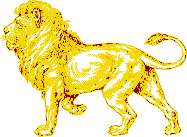 Lion In Gold With Brown Outline Clip Art At Clker - Lion Full Body Tattoo - Free Transparent PNG Clipart Images Download. - Transparent PNG Free Download