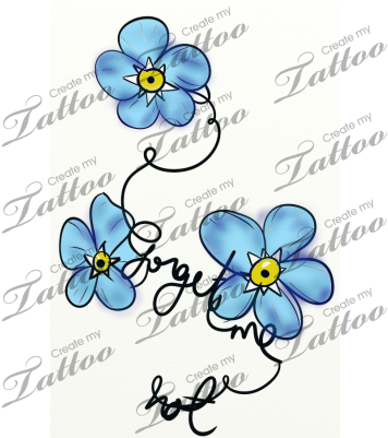 Marketplace Tattoo Forget Me Not Vine And Flower - Forget Me Not Flower Tattoo Designs - Free Transparent PNG Clipart Images Download. - Transparent PNG Free Download