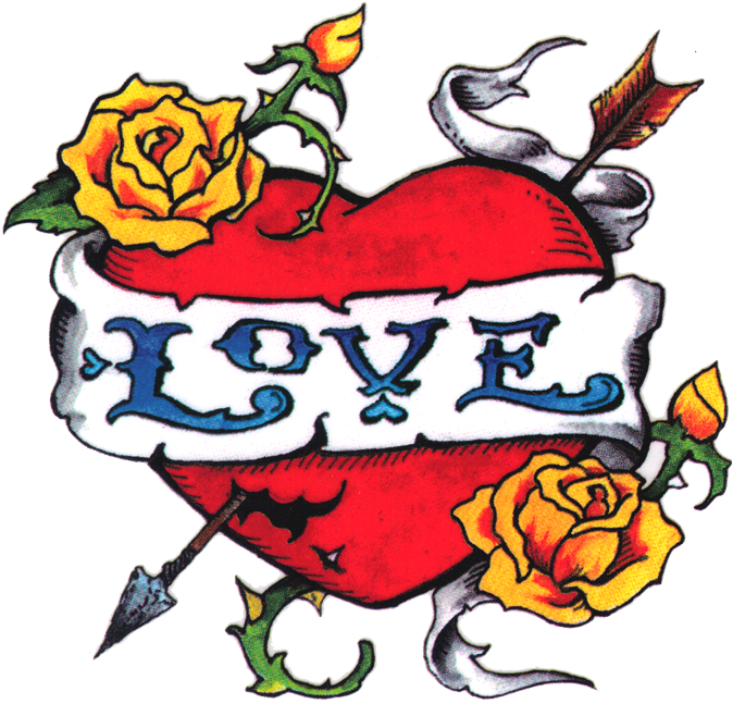 Traditional Rose Tattoo Flash Download - Love Tattoo Png - Free Transparent PNG Clipart Images Download. - Transparent PNG Free Download