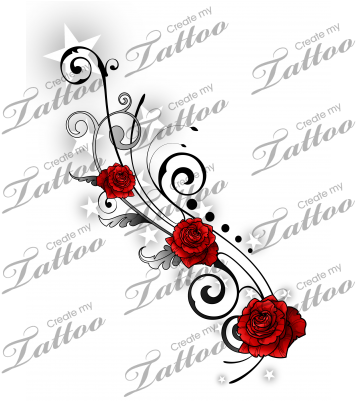 Sbink Stars And Rose Vine - Girly Capricorn Tattoo Designs - Free Transparent PNG Clipart Images Download. - Transparent PNG Free Download