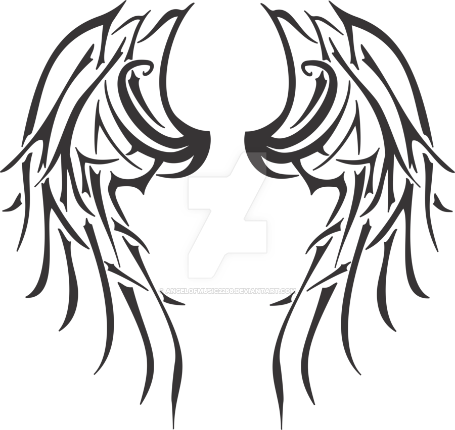 Tribal Angel Wings By Angelofmusic2288 On Deviantart - Tribal Angel Wing Tattoos - Free Transparent PNG Clipart Images Download. - Transparent PNG Free Download