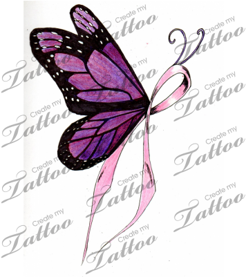 Ribbon Butterfly Cliparts - Butterfly Breast Cancer Tattoo Designs - Free Transparent PNG Clipart Images Download. - Transparent PNG Free Download