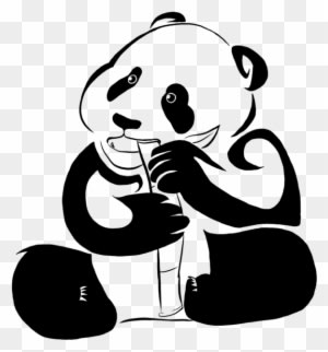 Panda Eating Bamboo Drawing - Tribal Tattoo Panda - Free Transparent PNG Clipart Images Download. - Transparent PNG Free Download