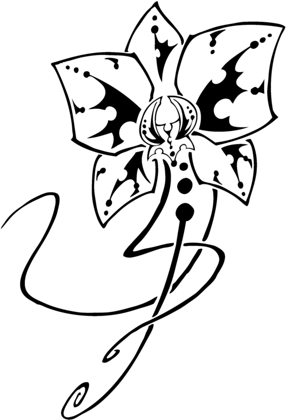 Orchid Tribal Image - Tribal Orchid Tattoo Designs - Free Transparent PNG Clipart Images Download. - Transparent PNG Free Download