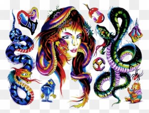 Color Tattoo Transparent Background - Color Tattoo Flash Art - Free Transparent PNG Clipart Images Download. - Tattoo Transparent PNG Free Download