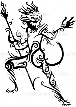 Tribal Flaming Monkey King Fighter Tattoo ❥❥❥ Https - Tribal Monkey King Tattoo - Free Transparent PNG Clipart Images Download. - Transparent PNG Free Download