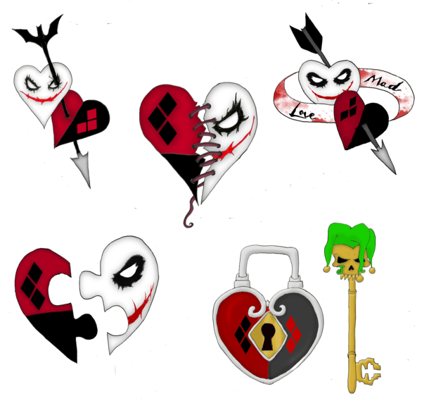 Mad Love Tattoo Design 2 By Little - His And Hers Harley And Joker Tattoos - Free Transparent PNG Clipart Images Download. - Transparent PNG Free Download