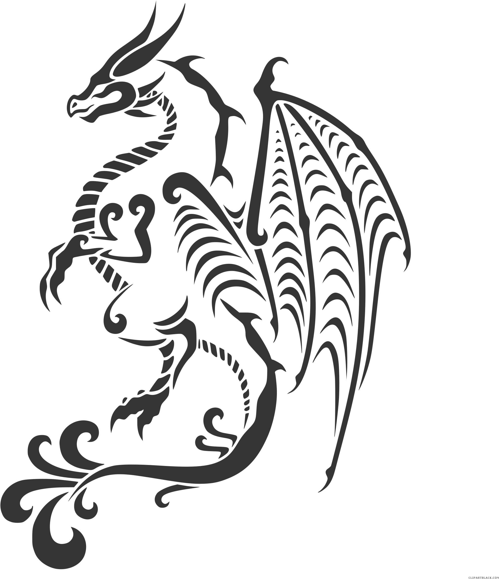 Dragon Tattoo Animal Free Black White Clipart Images - Clipart Tattoo - Free Transparent PNG Clipart Images Download. - Transparent PNG Free Download