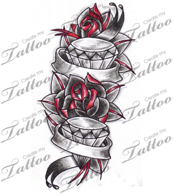 Rose Tattoo Clipart Banner - Tattoos With Roses With Banner - Free Transparent PNG Clipart Images Download. - Transparent PNG Free Download
