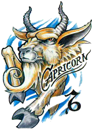 Capricorn Sign With Rose Tattoo Design - New School Tattoo - Free Transparent PNG Clipart Images Download. - Transparent PNG Free Download