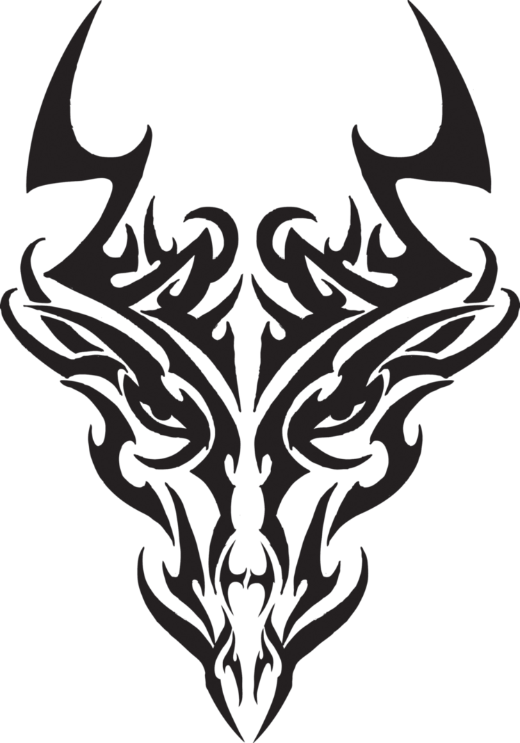 Tribal Dragon Head By Liren - Tribal Dragon Head Tattoos Designs - Free Transparent PNG Clipart Images Download. - Transparent PNG Free Download