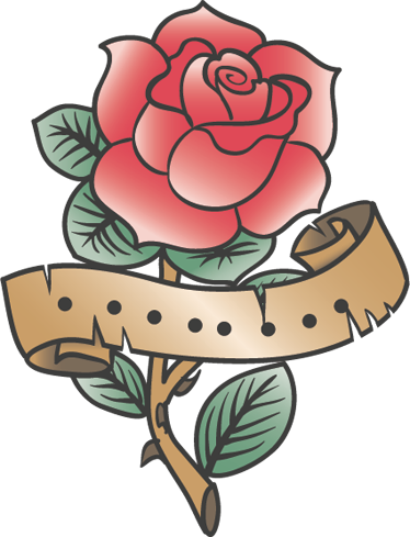 Rose Tattoo Wall Decal - Old School Rose Tattoo - Free Transparent PNG Clipart Images Download. - Transparent PNG Free Download