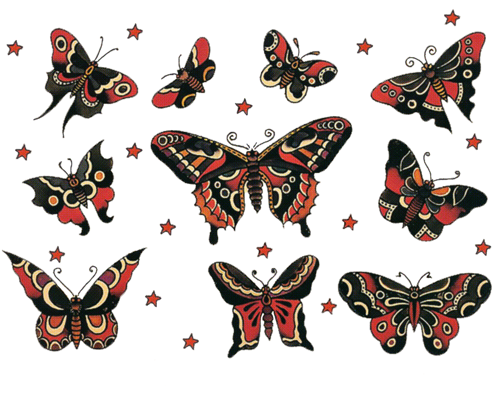 Image Result For Old School Traditional Butterfly Tattoo - Sailor Jerry Butterfly Tattoo - Free Transparent PNG Clipart Images Download. - Transparent PNG Free Download