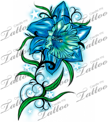 Vivid Daffodil Tattoo - December Birth Flower Tattoo - Free Transparent PNG Clipart Images Download. - Transparent PNG Free Download