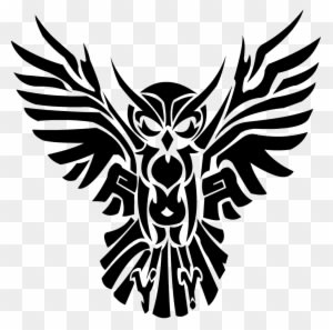Black Tribal Flying Owl Tattoo Design - Owl Tribal Tattoo - Free Transparent PNG Clipart Images Download. - Transparent PNG Free Download