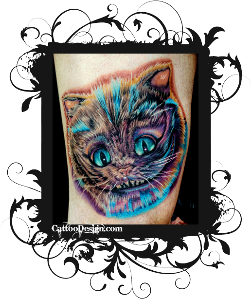 My Cheshire Cat Tattoo Design - Tribal Cat Tattoo For Womens - Free Transparent PNG Clipart Images Download. - Transparent PNG Free Download