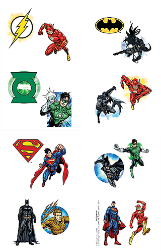 Justice League Party Tattoos - Justice League Tattoos - Set Of 16 Tattoos - Free Transparent PNG Clipart Images Download. - Transparent PNG Free Download