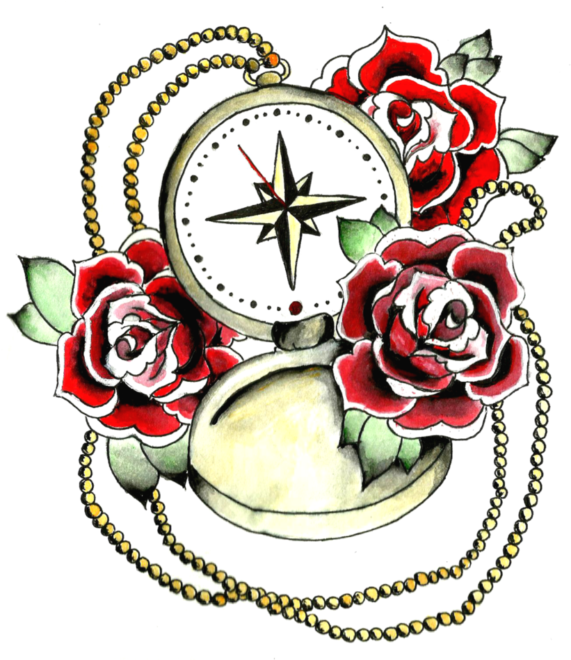 Compass Rose Tattoo Design By Azuresweet On Deviantart - Compass And Rose Tattoo Designs - Free Transparent PNG Clipart Images Download. - Transparent PNG Free Download