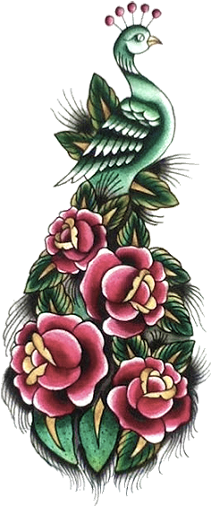 -anonymous, Peacock And Roses - Old School Peacock Tattoos - Free Transparent PNG Clipart Images Download. - Transparent PNG Free Download