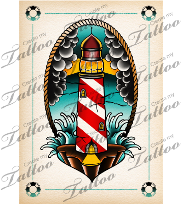 Lighthouse Tattoo Illustration Digital Art By Kaifa's - Lighthouse Tattoo Old School - Free Transparent PNG Clipart Images Download. - Transparent PNG Free Download
