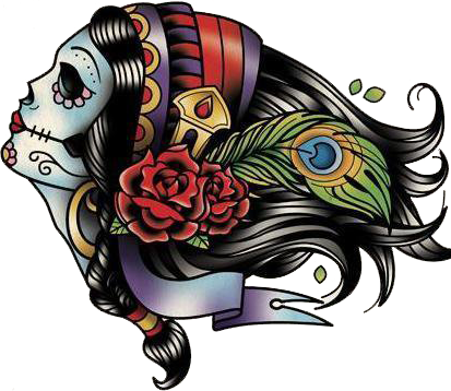 #vagabondco #tattoo #ink #rackie #tattoos #inked - Day Of The Dead Girl Profile Tattoo - Free Transparent PNG Clipart Images Download. - Transparent PNG Free Download