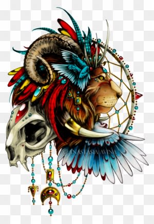 Anastasiya Avina - Psychedelic Lion Tattoo - Free Transparent PNG Clipart Images Download. - Tattoo Transparent PNG Free Download