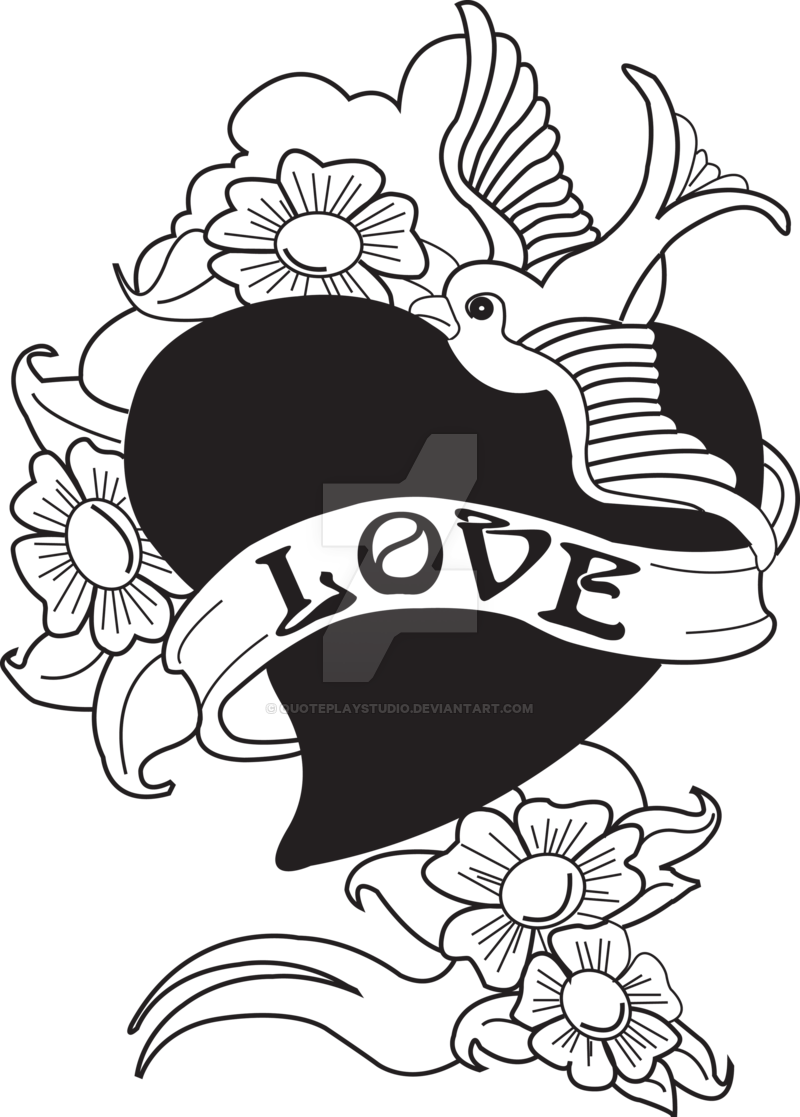 Quoteplaystudio Old School Tattoo Bird Swallow With - Old School Tattoo Png - Free Transparent PNG Clipart Images Download. - Transparent PNG Free Download