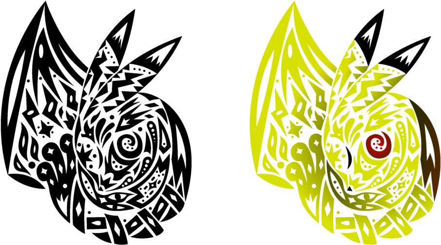 Pikachu And Charmander - Pokemon Tribal Tattoo Pikachu - Free Transparent PNG Clipart Images Download. - Transparent PNG Free Download