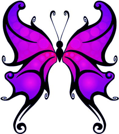 Purple Butterfly Clipart - Fantasy Butterfly Tattoo Outline - Free Transparent PNG Clipart Images Download. - Transparent PNG Free Download