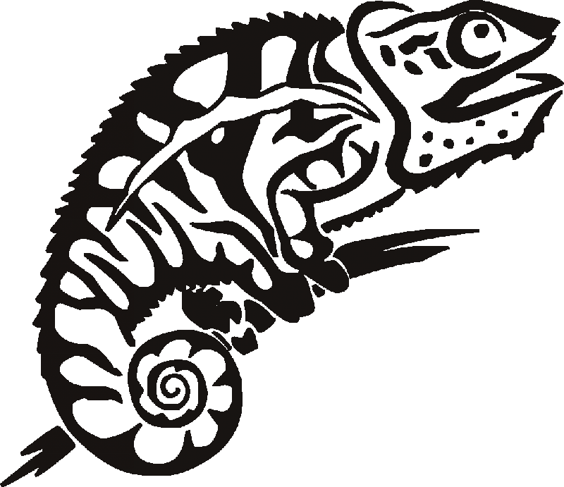 Head Clipart Chameleon - Chameleon Tribal Tattoo - Free Transparent PNG Clipart Images Download. - Transparent PNG Free Download