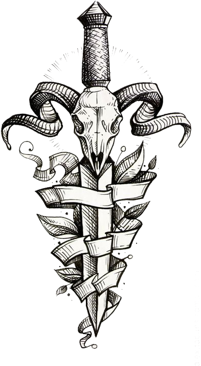 Decorative Tattoo Dagger Sleeve Painted Flash Hand - Skull Sword Tattoo - Free Transparent PNG Clipart Images Download. - Transparent PNG Free Download