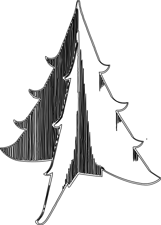 Christmas Tree 1 Black White Line Art Tatoo Tattoo - Illustration - Free Transparent PNG Clipart Images Download. - Transparent PNG Free Download