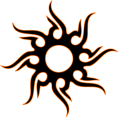 Red Outline Black Tribal Sun Tattoo Design - David Star 8 Points - Free Transparent PNG Clipart Images Download. - Transparent PNG Free Download