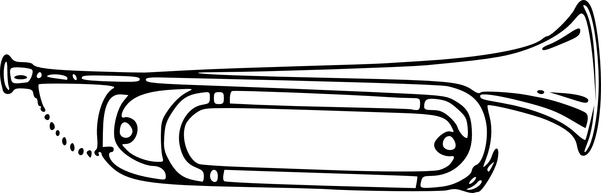 Bugle 29 Black White Line Art Tatoo Tattoo - Music Instrument Line Art - Free Transparent PNG Clipart Images Download. - Transparent PNG Free Download