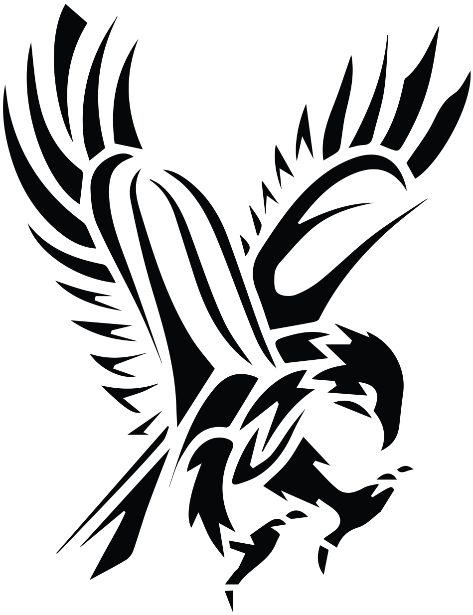 Black Tribal Flying Hawk Tattoo Stencil - North Dakota Fighting Hawks - Free Transparent PNG Clipart Images Download. - Transparent PNG Free Download