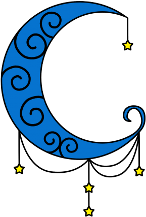Blue Moon Tattoo With Stars For Girls - Moon With Hanging Stars - Free Transparent PNG Clipart Images Download. - Transparent PNG Free Download