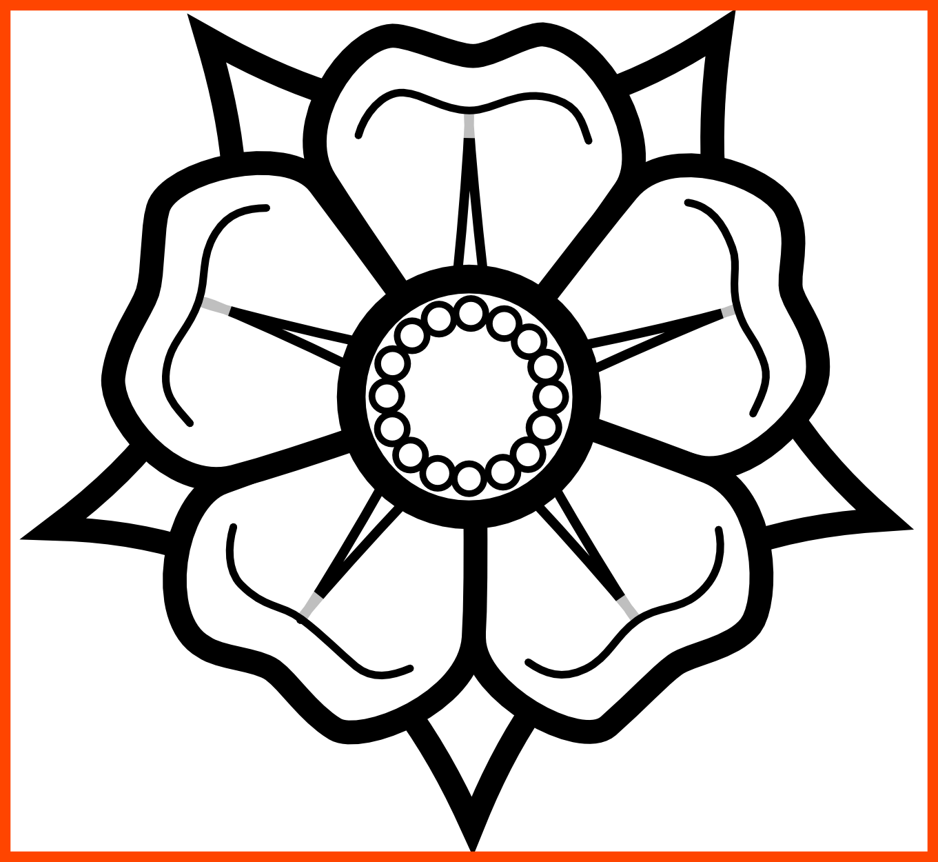 Fascinating Heraldisch Lippische Rose Black White Line - Easy Flowers To Draw - Free Transparent PNG Clipart Images Download. - Transparent PNG Free Download