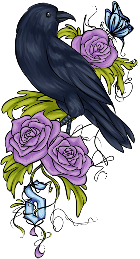 Crow And Roses Tattoo - Drawing - Free Transparent PNG Clipart Images Download. - Transparent PNG Free Download