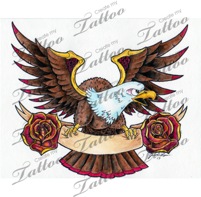 Marketplace Tattoo Old School Eagle Tattoo Design - Drawing - Free Transparent PNG Clipart Images Download. - Transparent PNG Free Download