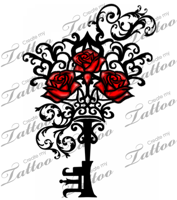 Marketplace Tattoo Filigree Antique Key W/roses - You And Me Forever - Free Transparent PNG Clipart Images Download. - Transparent PNG Free Download