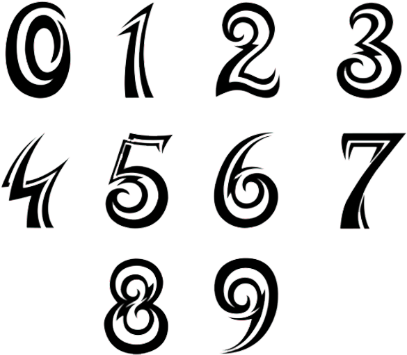 Numbers Font Tattoo Design - Cool Number Fonts - Free Transparent PNG Clipart Images Download. - Transparent PNG Free Download