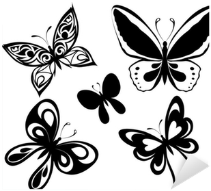 Set Black White Butterflies Of A Tattoo Sticker • Pixers® - Papillon En Noir Et Blanc - Free Transparent PNG Clipart Images Download. - Transparent PNG Free Download