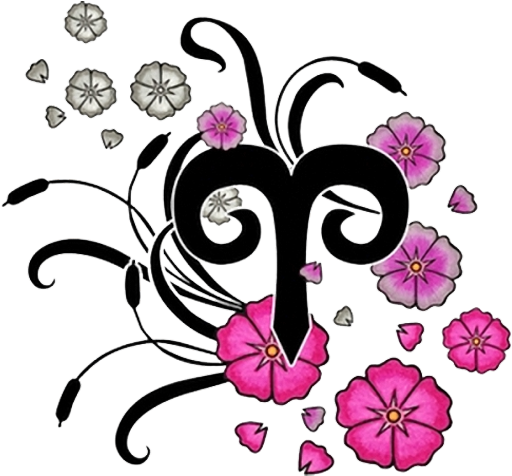 Aries Zodiac Sign With Pink Flowers Tattoo Design - Virgo Sign With Flowers - Free Transparent PNG Clipart Images Download. - Transparent PNG Free Download