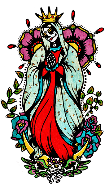 Day Of The Dead Art Virgin Mary Tattoo - Sugar Skull Virgen De Guadalupe - Free Transparent PNG Clipart Images Download. - Transparent PNG Free Download
