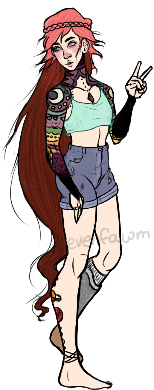 Tattoo Girl By Sevenfawm - Cartoon - Free Transparent PNG Clipart Images Download. - Transparent PNG Free Download