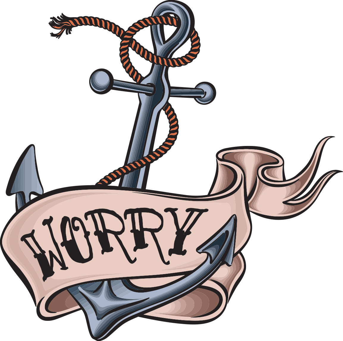 "worry" Tattoo - Art Print: Arty's Vintage Tattoo Design With Anchor, - Free Transparent PNG Clipart Images Download. - Transparent PNG Free Download