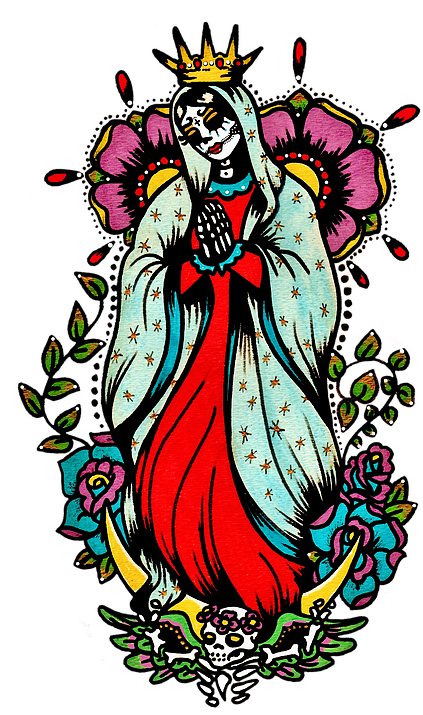 Day Of The Dead Art Virgin Mary Tattoo - Day Of The Dead Virgen De Guadalupe - Free Transparent PNG Clipart Images Download. - Transparent PNG Free Download
