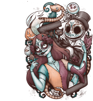 The First Is A Lovely Dia De Los Muertos Take On The - Dia De Los Muertos Nightmare Before Christmas - Free Transparent PNG Clipart Images Download. - Transparent PNG Free Download